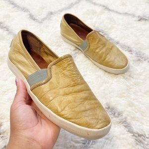 Frye Dylan Slip On Sneakers Leather Brown Shoes size 7